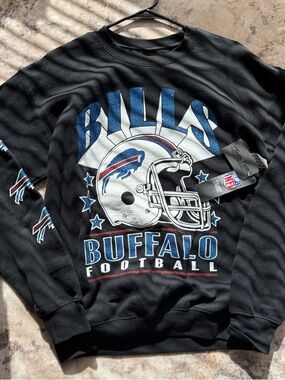 Junk Food Clothing Buffalo Bills Black Graphic Crewneck Sweatshirt